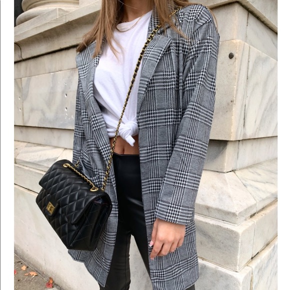Jackets & Blazers - NEW! Grey & Black Plaid Jacket Blazer